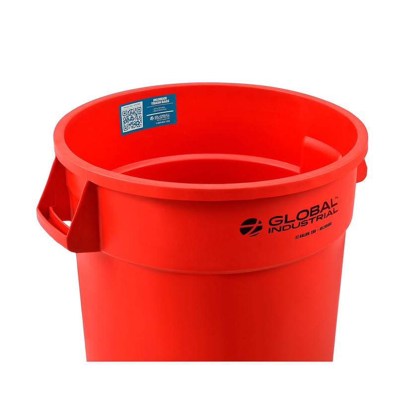 Global Industrial 32 Gallon Garbage Can, Red, No Lid