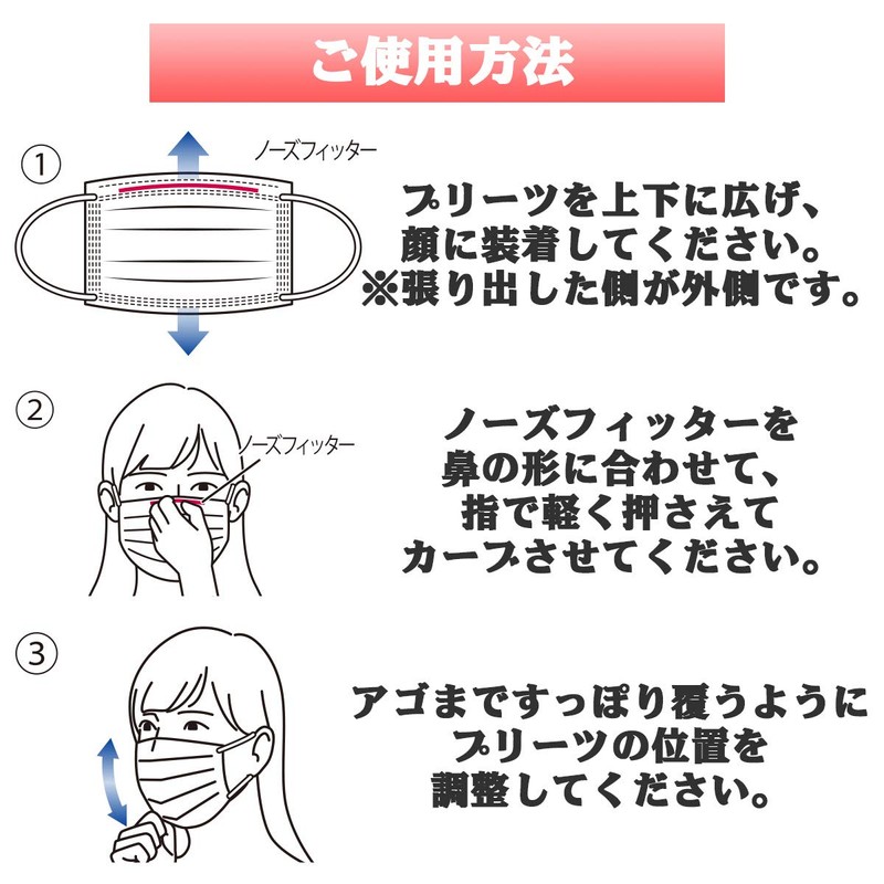 iiもの本舗 (Iimono Honpo) Triple Layer Pleated Mask, Mouth Space Dome