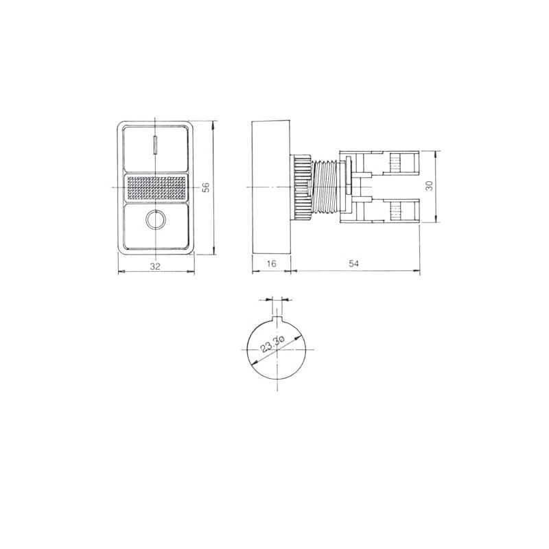 WITTKOWARE 22 mm built-in double button, IP65, NC/NO, ON green/lighting/off