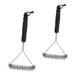 PARFCO 30 cm Grill Reinigungsbürste, 2 Stück-Set Grillreiniger Bürste, Dreieckige Form Drahtbürste Grillrost, mit Griff-Stahlbürste Grill - für Grillnetze, Grillgeräte, Herde