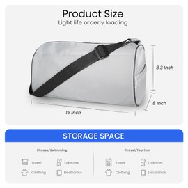 C&F BOGMOST Small Gym Bag for Travel & Duffel - 15 Inch Lightweight Carry On Bag for Men & Women, Mini Duffel Bag,Perfect for Sports, Weekend Trips, and Overnight Stays, Grey