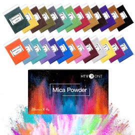 HTVRONT Mica Powder for Epoxy Resin 104 g - 26 Colors Shimmery Pigment Powder - Easy to Mix & Natural for Soap Making, Lip Gloss, Bath Bombs
