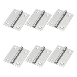 Mcredy Hinges 2 Inch Stainless Steel Jewelry Box Hinge Silver Kitchen Cabinet Door Hinges with Screws for Wardrobe Cupboard Office Doors, 6 Packs
