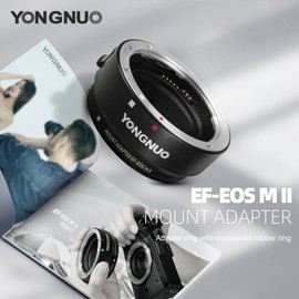 YONGNUO EF-EOSM II Lens Adapter Auto Focus Camera Mount Ring Electronic Aperture Control Waterproof with Bracket Compatible with Canon EF Lens to Canon EOS M2/M3/M5/M6/M10/M50/M100/M20 Camera Body