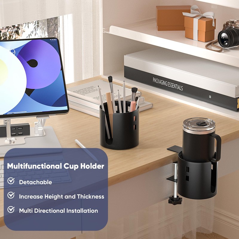 Deeper Desk Cup Holder, OOKUU Anti-Spill Cup Holder for Desk