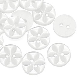 Pack of 20 Small 11mm Resin Sewing Buttons 2 Holes Round Clear Flower Pattern Knitting Baby