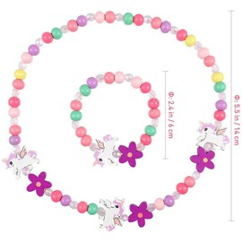 Wooden Children's Jewellery Set, Unicorn Friendship Bracelet, Unicorn Beads Necklace and Bracelet, Gift for Girls, Birthday Party, Dress Up Costume Accessory