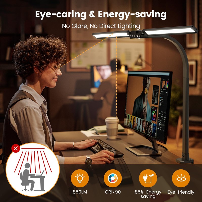SIBRILLE Upgraded LED Desk Lamp for Home Office with RGB,