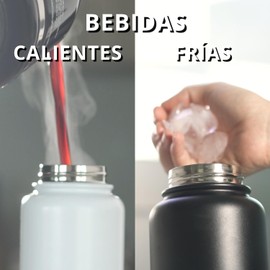 FRENCH LLAMA | Termo Acero Inoxidable Porta Celular | Doble pared | Mantiene bebidas frías y calientes por 6 horas | Soporte para celular | Termo con imán para teléfono | Mod. CG0004 | Color Negro