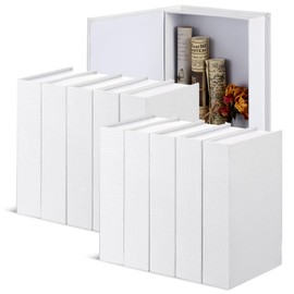 Geyoga 10 Pcs Faux Book Box Decorative Books Modern Linen Fake Books Decor for Coffee Table DIY Crafts Storage Home Bookshelf Cafe Hotel Decoration Display, 8.6 x 6.1 x 1.8 Inch (White)