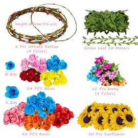 Meetory Blumenkranz Basteln für Kinder, Blumenkranz Haare Deko, DIY Bastelset Kinder, Kindergeburtstag Basteln Mädchen Haarschmuck, Hochzeitsfeier/Urlaub/Geburtstag