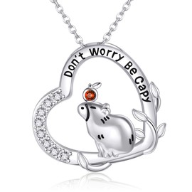 HUKKUN Capybara Necklace Sterling Silver Capybare Gifts for Women