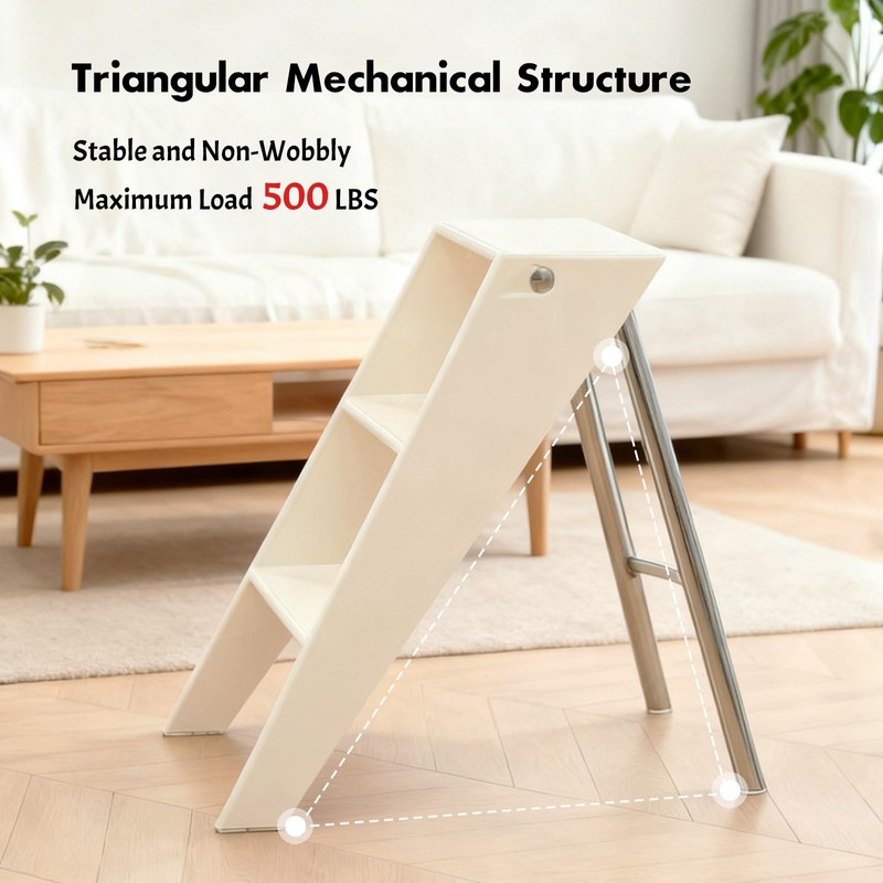 Acrylic 3 Step Ladder Folding Step Stool for Adults Foldable
