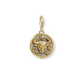 Thomas Sabo Men Women Charm Pendant Zodiac Sign Taurus Charm Club 925 Sterling silver 18k yellow gold plating 1653-414-39
