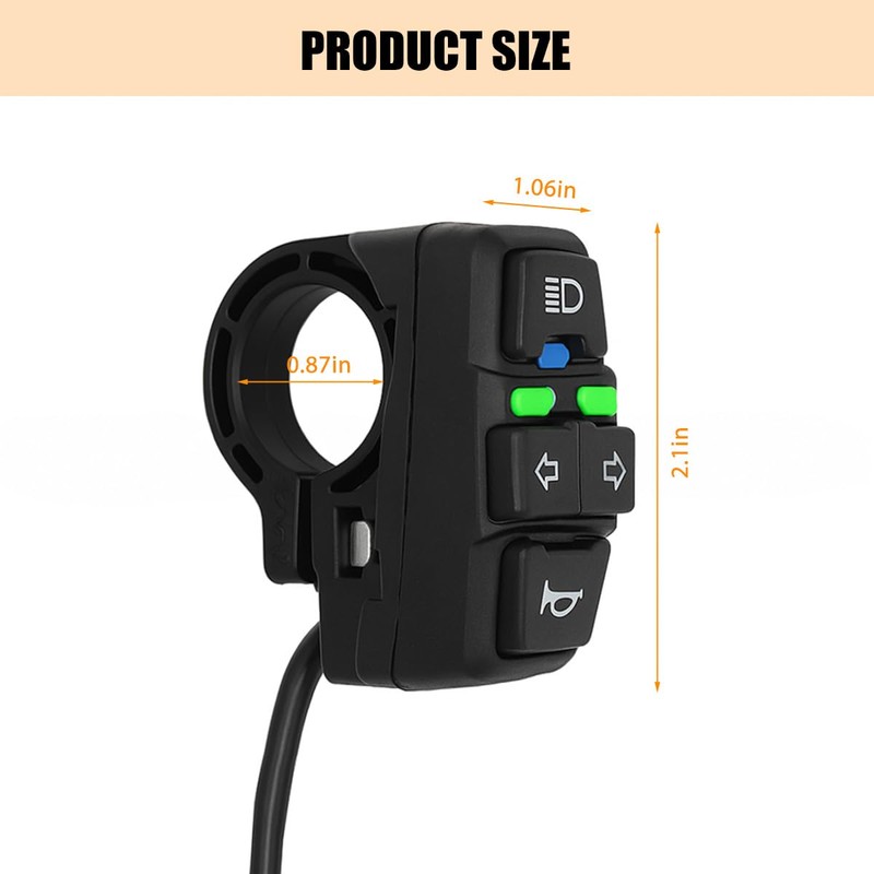 Norkmdi Motorcycle Head Light Turn Switch, 7/8" Ebike Horn Turn