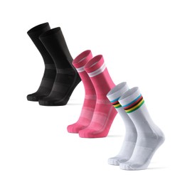 DANISH ENDURANCE Long Cycling Socks, 3 Pairs of Cycling Socks, Lightweight Cycling Socks, Breathable & Padded, for Men and Women