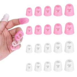 20 Pcs Rubber Finger Tip, Thumb Protector Fingertip Protectors for Sorting Paper Guitar Chord Presser Silicone Fingers Protectors for Stringed Instruments, Sewing