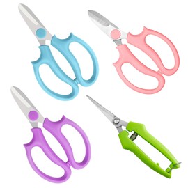 4 Pcs Garden Scissors, Florist Scissors, Professional Florist Scissors, Green/Blue/Purple/Pink Scissors, Secateurs & Pruning Scissors for Flower Arrangement Picking Cutting