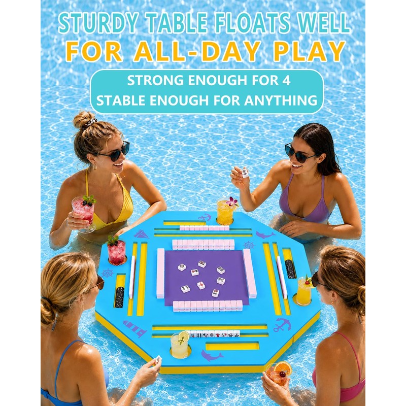 Eolzzi 36" Foldable Floating Mahjong Table for Pool, Poker &