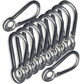 Spring Snap Eyelet Hook 316 Marine Stainless Steel Climbing Locking Carabiner Clip for Home Camping Fishing Hiking Traveling (M7x70mm -10pcs)