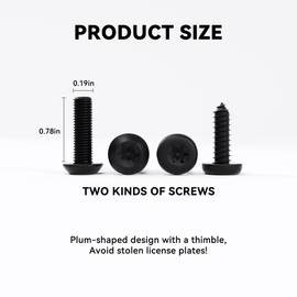 Couslcd Universal License Plate Screws, Stainless Steel Car Tag Plate Mounting Hardware, Anti-Theft, Rust-Proof Bolts for Securing License Plates Frames or Covers on Car, Truck, SUV (Black)