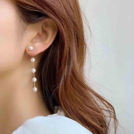 Inateannal Boho Pearl Drop Earrings Long Pearl Tassel Earrings Gold Pearl Chain Earrings Vintage Pearl Stud Earrings Jewelry for Women and Girls