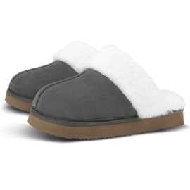 Vidayie Fuzzy Slippers Women,Fluffy Slip on Warm Comfy Soft Slippers for Woman Memory Foam with Thick Sole