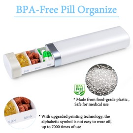 NineLeaf wöchentlicher Tablettenbox 7 Tage 1 Fächer, tragbare Pillendose, Leicht Zu Öffnen FüR Kinder äLtere und Arthritische HäNde, 7 separaten Fächern für Vitamine, Fischöl, Medikamente usw