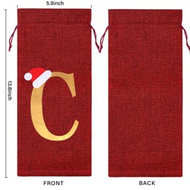 Burlap Wine Bag Christmas Wine Bag With Letters Wine Champagne Gift Bag With Drawstring Letter C