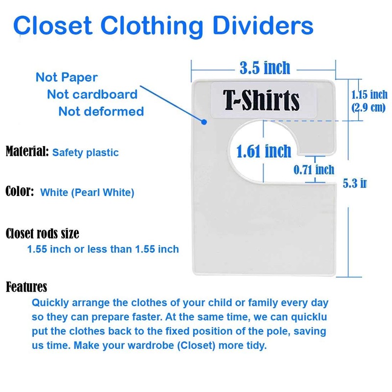 DiriUK 20 Pack Large Closet Clothing Wardrobe Dividers, White Rectangular