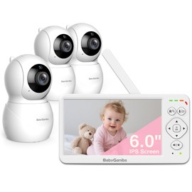 Monitor de bebé con visualización grande de 6 pulgadas, sin WiFi con 3 cámaras, 1000 pies de largo alcance, conversación de 2 vías, 8 canciones de... 