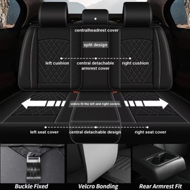 JIAMAOXIN Full Set Seat Covers for Ford Maverick 2022 2023 2024: 2 Row 5 Seat Leather Car Seat Covers Automotive Seat Protectors Compatible with Airbag (Black)