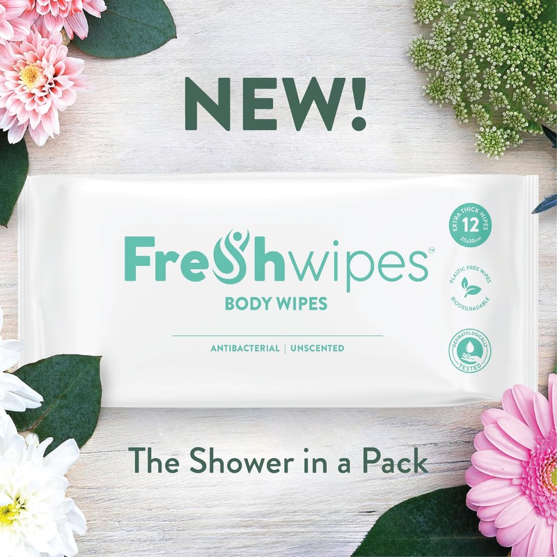 FreshWipes Body Wipes for Adults – 12 Pack - Unscented