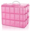 BELLE VOUS 3 Tier Pink Transparent Plastic Stackable Storage Box