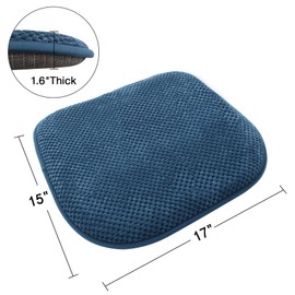 PAGGED Blue Kitchen Dining Chairs Cushions Set of 4 Non Slip Foam Patio Seat Cushions Washable Soft Thick Pads Large Wooden Metal Tapered Chair Cushions,17" x 15"