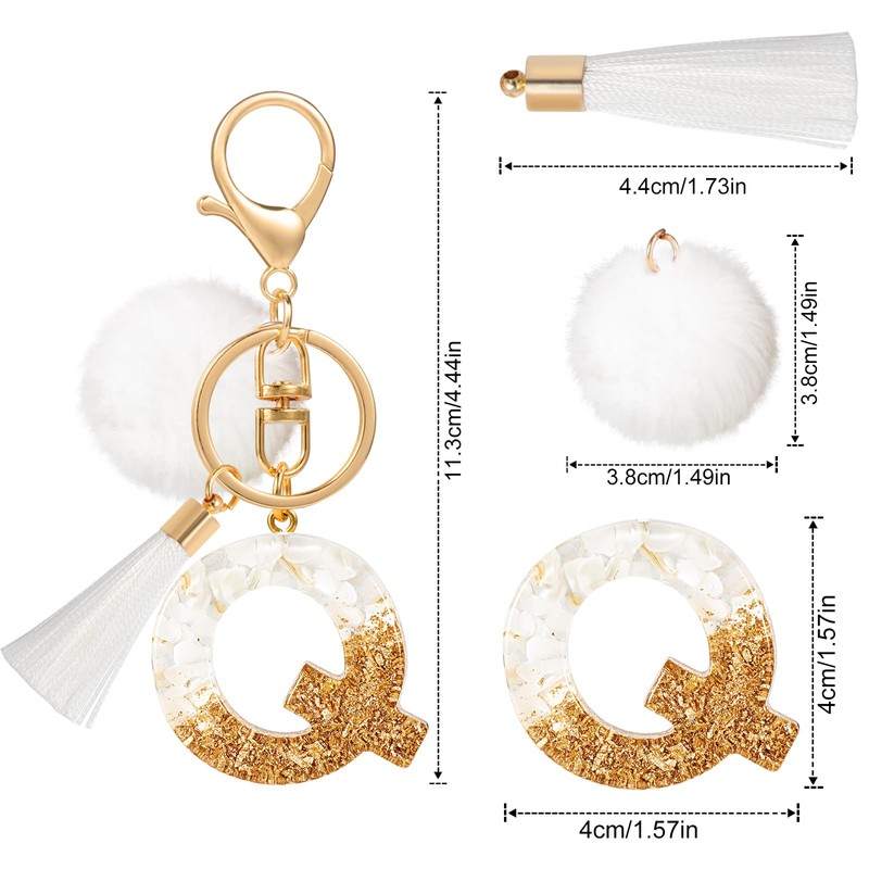 MWOOT Keyring Letter Pompom Tassels, Q