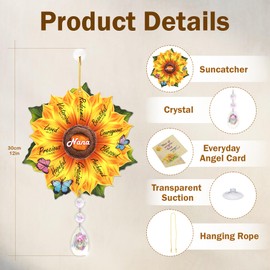 Sunflower Nana Suncatcher – Sunflower Gifts for Women, Sunflower Suncatcher with Crystals, Christian Gifts for Women, Sunflower and Butterfly Decorations for Window