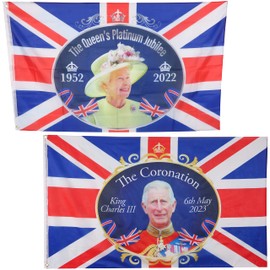 Toyland® Pack of 2-5ft X 3ft (150cm X 91cm) Royal Family Souvenir Flags - Union Jack British Decorations