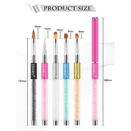 Ebanku 5-Piece Nail Gel Brush Set for UV Gel and Acrylic Fingernails, Nail Art Painting Drawing Brush Nail Art Nail Accessories Nail Design Modelling Pedicure Manicure