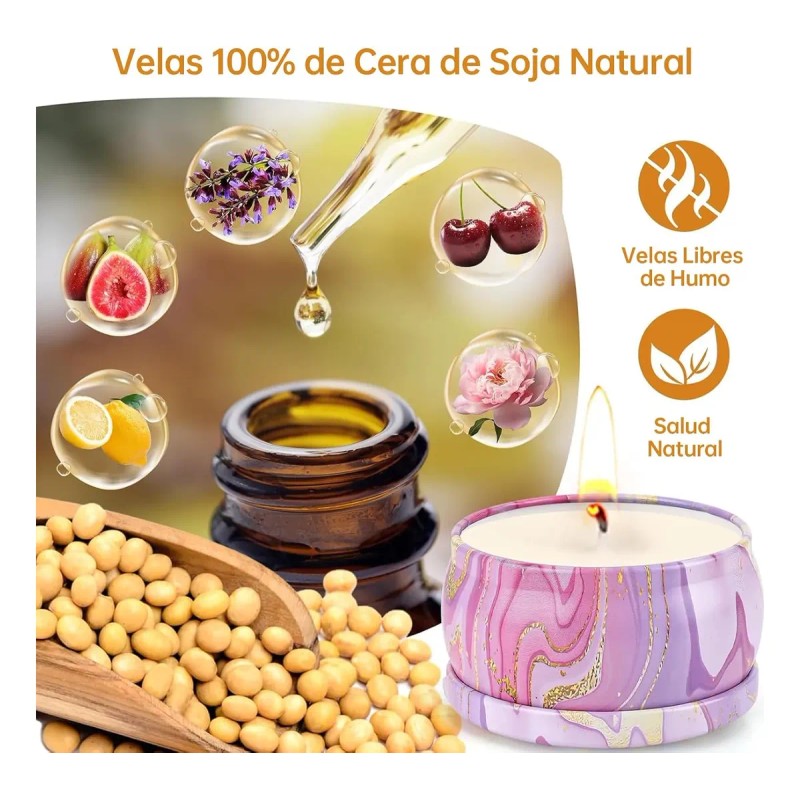 Velas Aromáticas, Velas Perfumadas De Cera De Soja 16 Piezas
