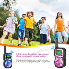 Walkie Talkie for Kids, Gifts 3-12 Years, Boys, Girls, 3 km Long Range, Walkie Talkies with VOX, LCD with Backlight, Flashlight, Outdoor Adventure (3 Pieces Camouflage)