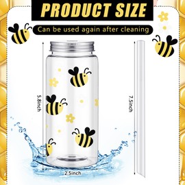24 Pack Bee Party Plastic Cups Plastic Tumbler 13.5oz Bee Birthday Party Cups with Lid and Straw for Bees Baby Shower Birthday Parties Supplies