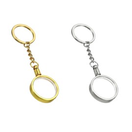 Pack of 2 Coin Bezel Keyrings, Round Key Ring Coin Holder Key Ring for 30 mm Diameter Coins Photos (Gold + Silver)