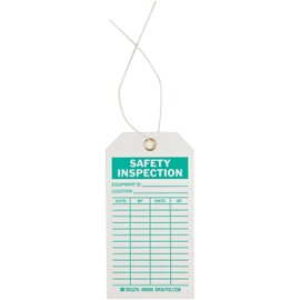 Brady 86666 5-3/4" Height, 3" Width, B-853 Cardstock, Green On White Color Safety Inspection Tag (Pack Of 100)
