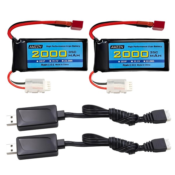 AMZZN 3S Lipo Battery 11.1V 2000mAh 35C with T-Plug for