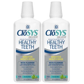 Closys Healthy Teeth Anti-Cavity Oral Rinse Mouthwash with Fluoride, Non-Burning, Non-Irritating – 32 Fl Oz (Twin Pack)