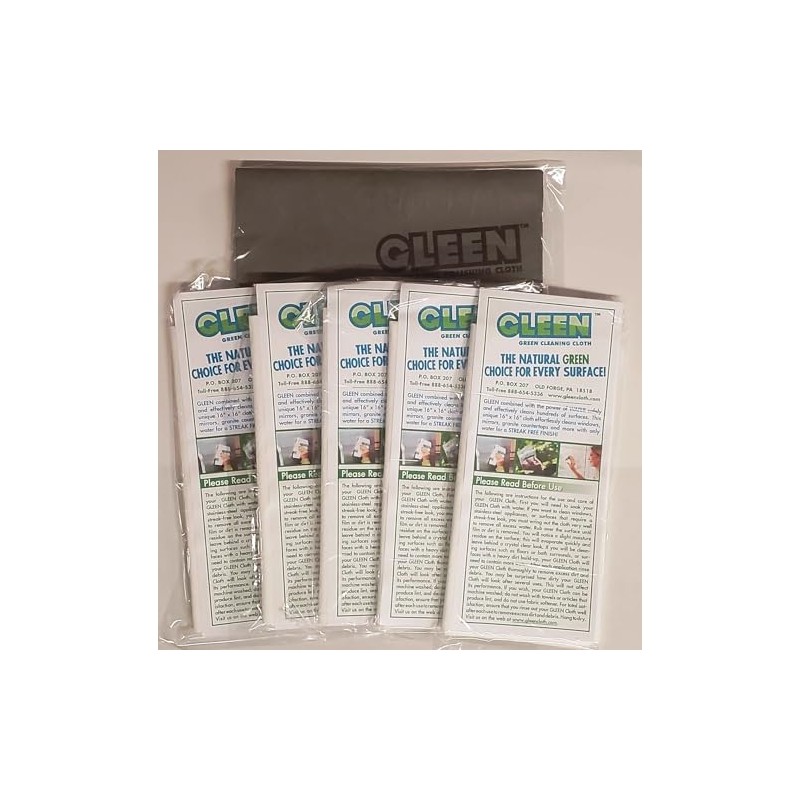 gleen 5 Cloth Pack w/1 Stainless Steel Cloth