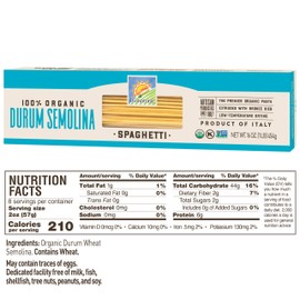 Bionaturae Spaghetti Durum Semolina Pasta | Durum Semolina Spaghetti | Non-GMO | Kosher | USDA Certified Organic | Made In Italy | 16 oz (12 Pack)
