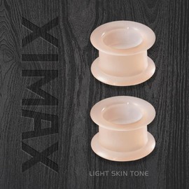 XIMAX 2PCS Ear Gauges Flesh Tone Thick Wall Silicone Double Flared Flesh Skin Tone Black Ear Gauges Tunnel Plugs Stretchers Expander for Women Men 8G-1" 3-25mm