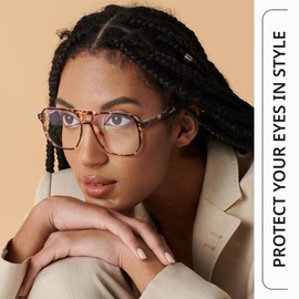 livho Vintage Aviator Blue Light Blocking Glasses, Fashion Oversized Frames with UV Protection Coating, Unisex Design